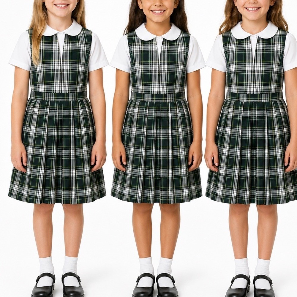Vintage Schoolbelles Plaid School Uniform Jumper Dresses Girls 7X 8 Lot of 3 USA